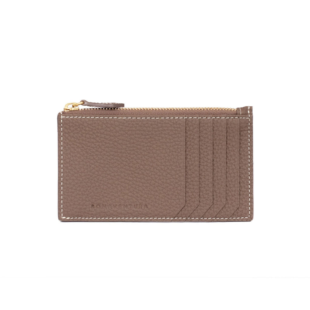 Mini Zip Wallet Shrink Leather (Etoupe × Yellow)