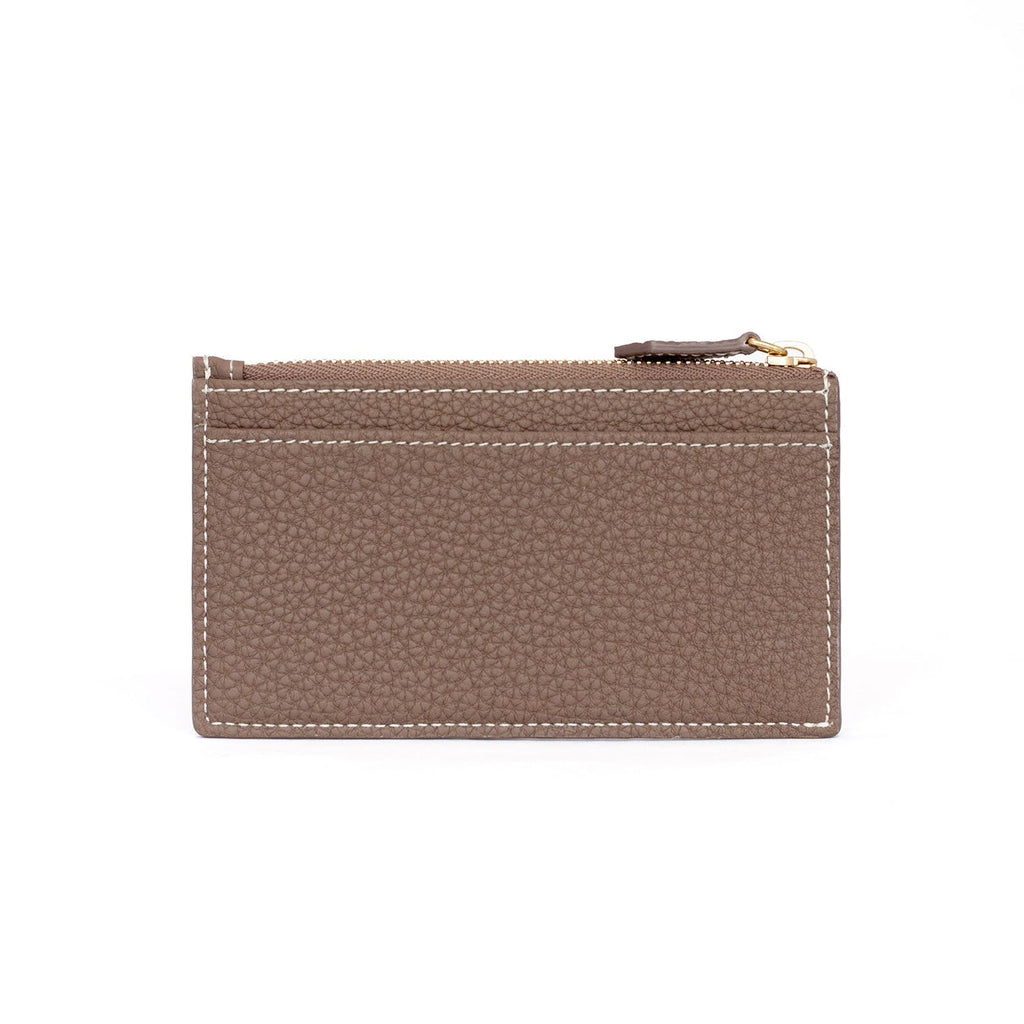Mini Zip Wallet Shrink Leather (Etoupe × Yellow)