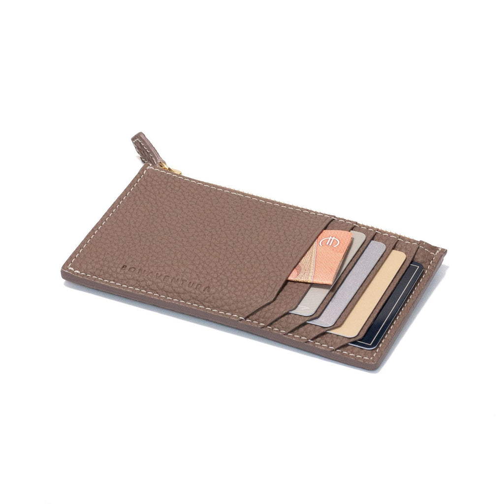 Mini Zip Wallet Shrink Leather (Etoupe × Yellow)