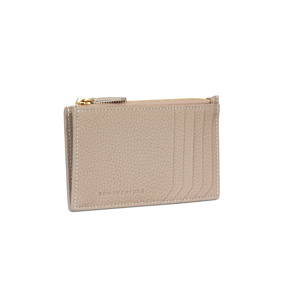 Mini Zip Wallet Shrink Leather (Greige × Yellow)