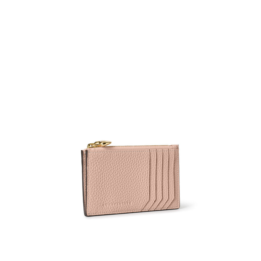 Mini Zip Wallet with Heart Puller Shrunk Leather