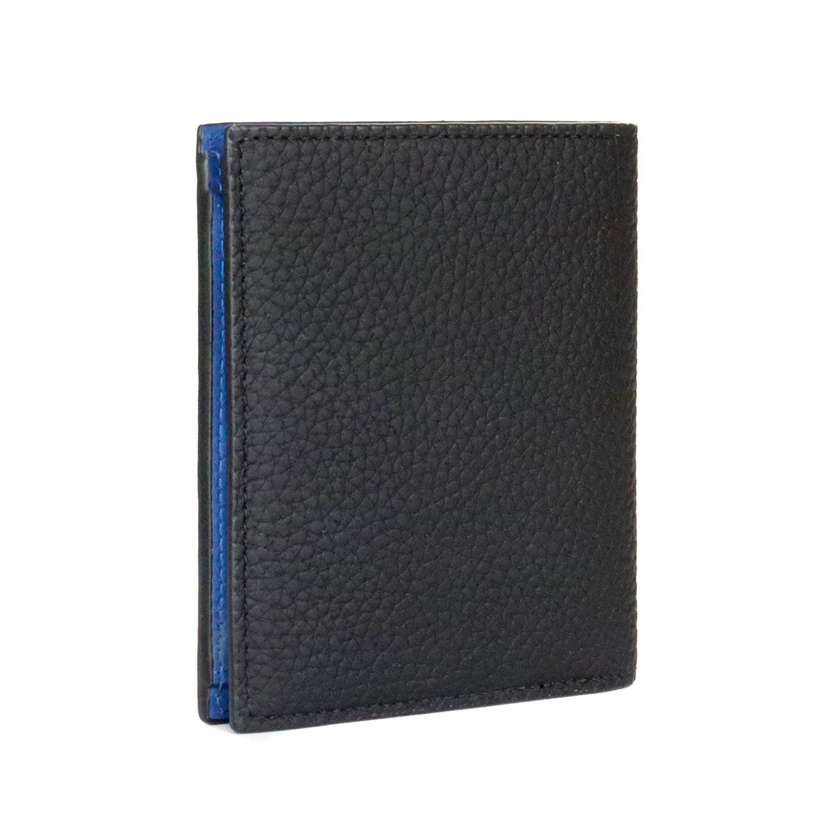 Bi-fold Wallet Shrink Leather (Black × Royal Blue)