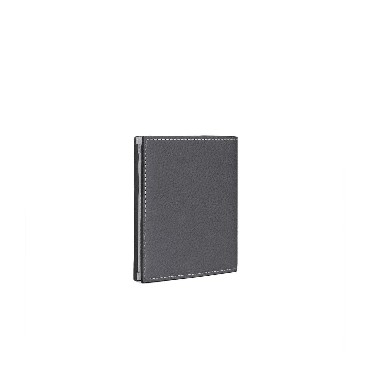 Bi-fold Wallet Shrink Leather (Charcoal Gray × True Gray)