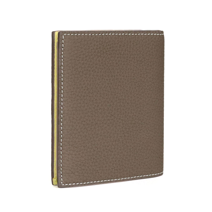 Bi-fold Wallet Shrink Leather (Etoupe × Yellow)