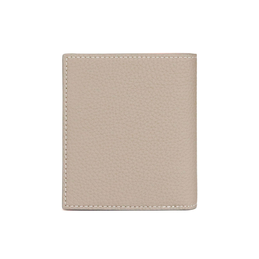 Bi-fold Wallet Shrink Leather (Greige × Baby Pink)