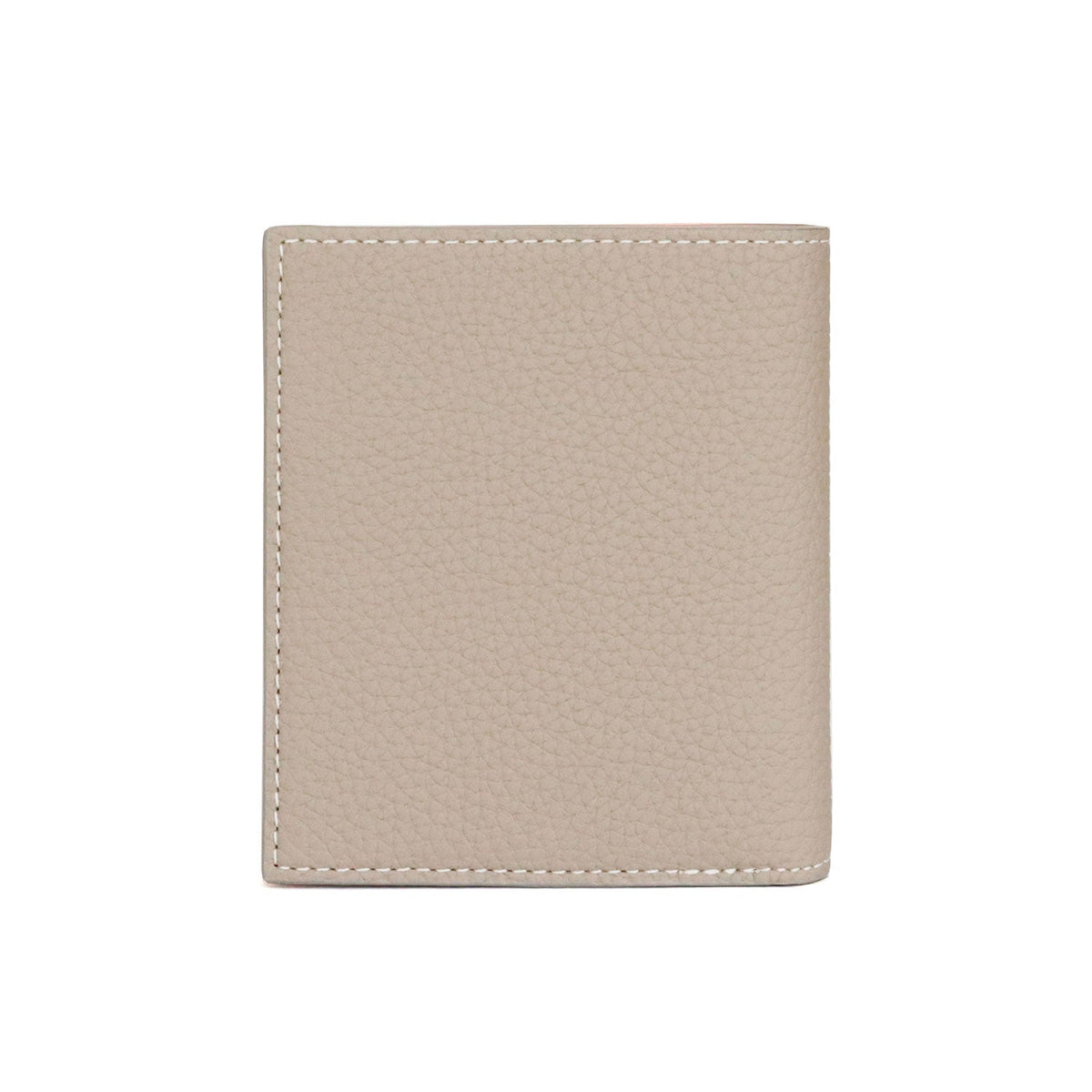 Bi-fold Wallet Shrink Leather (Greige × Baby Pink)