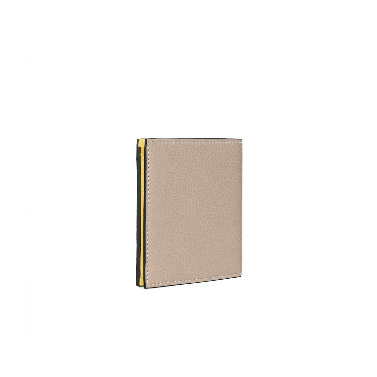 Bi-fold Wallet Shrink Leather (Greige × Yellow)