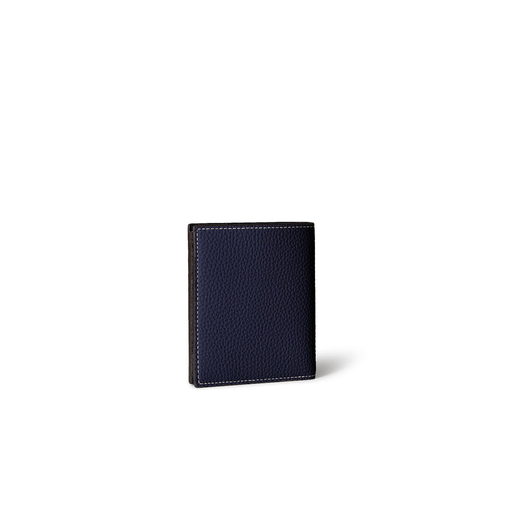 Bi-fold Wallet All Shrink Leather (Navy)