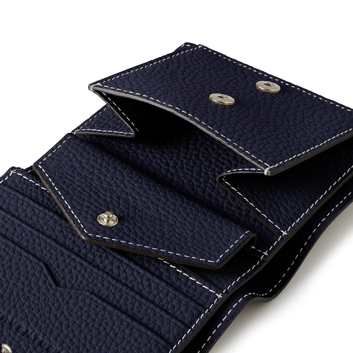 Bi-fold Wallet All Shrink Leather (Navy)