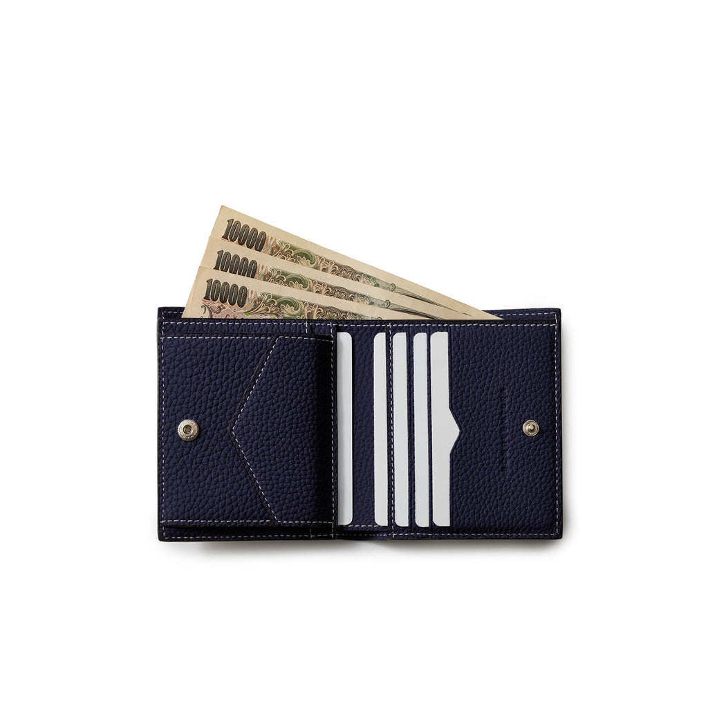 Bi-fold Wallet All Shrink Leather (Navy)
