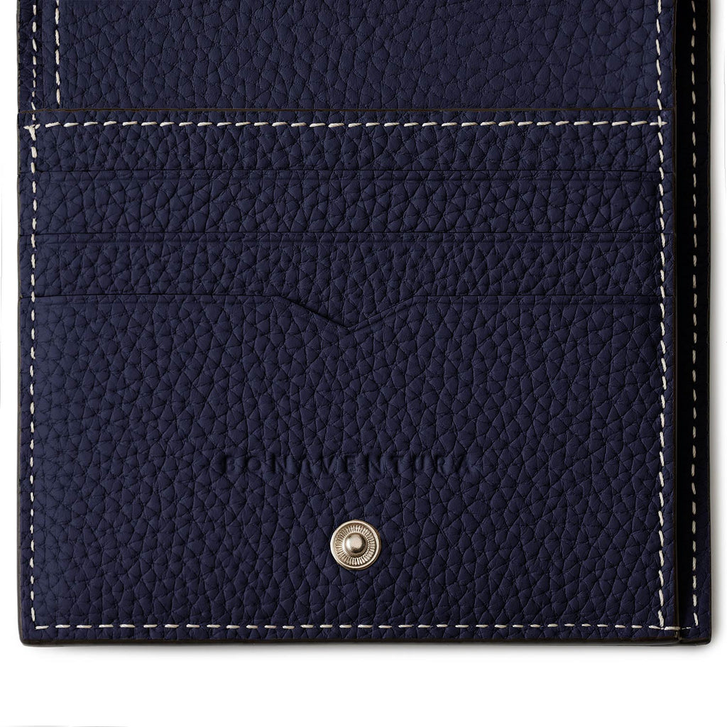 Bi-fold Wallet All Shrink Leather (Navy)