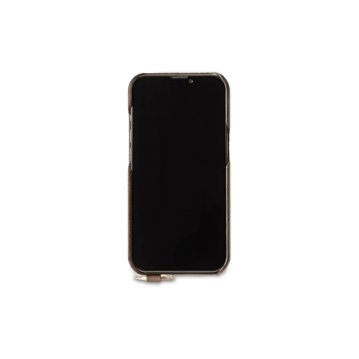 iPhone 12 / 12 Pro Back Cover Case with Handle Shrink Leather (Etoupe - Silver)