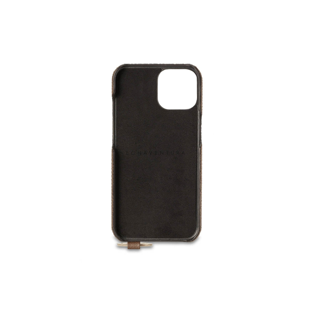 iPhone 12 / 12 Pro Back Cover Case with Handle Shrink Leather (Etoupe - Silver)