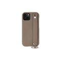 iPhone 13 Back Cover Case with Handle Shrink Leather (Etoupe - Silver)