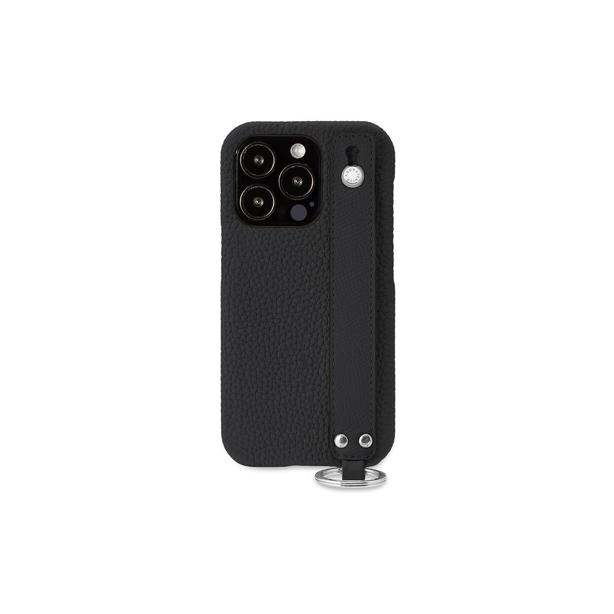 iPhone 13 Pro Back Cover Case with Handle Shrink Leather (Black - Silver)