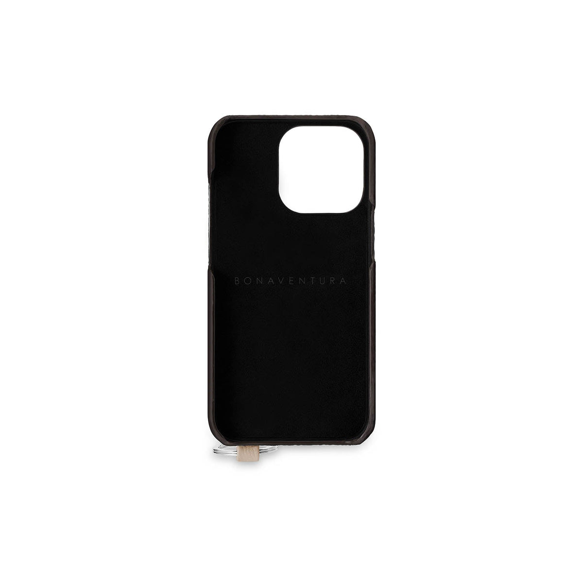 iPhone 13 Pro Back Cover Case with Handle Shrink Leather (Greige - Silver)
