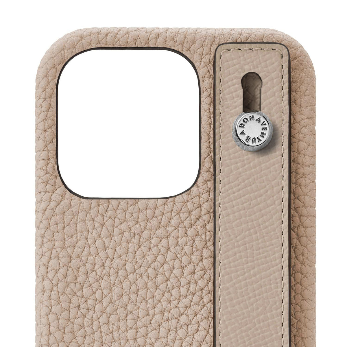 iPhone 13 Pro Back Cover Case with Handle Shrink Leather (Greige - Silver)