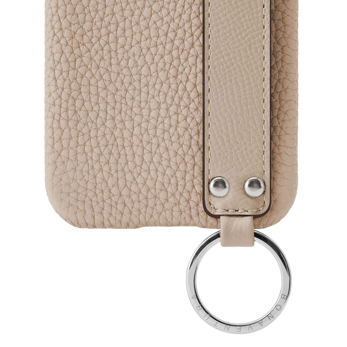 iPhone 13 Pro Back Cover Case with Handle Shrink Leather (Greige - Silver)