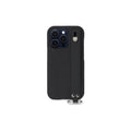 iPhone 14 Pro Back Cover Case with Handle Shrink Leather (Black - Silver)