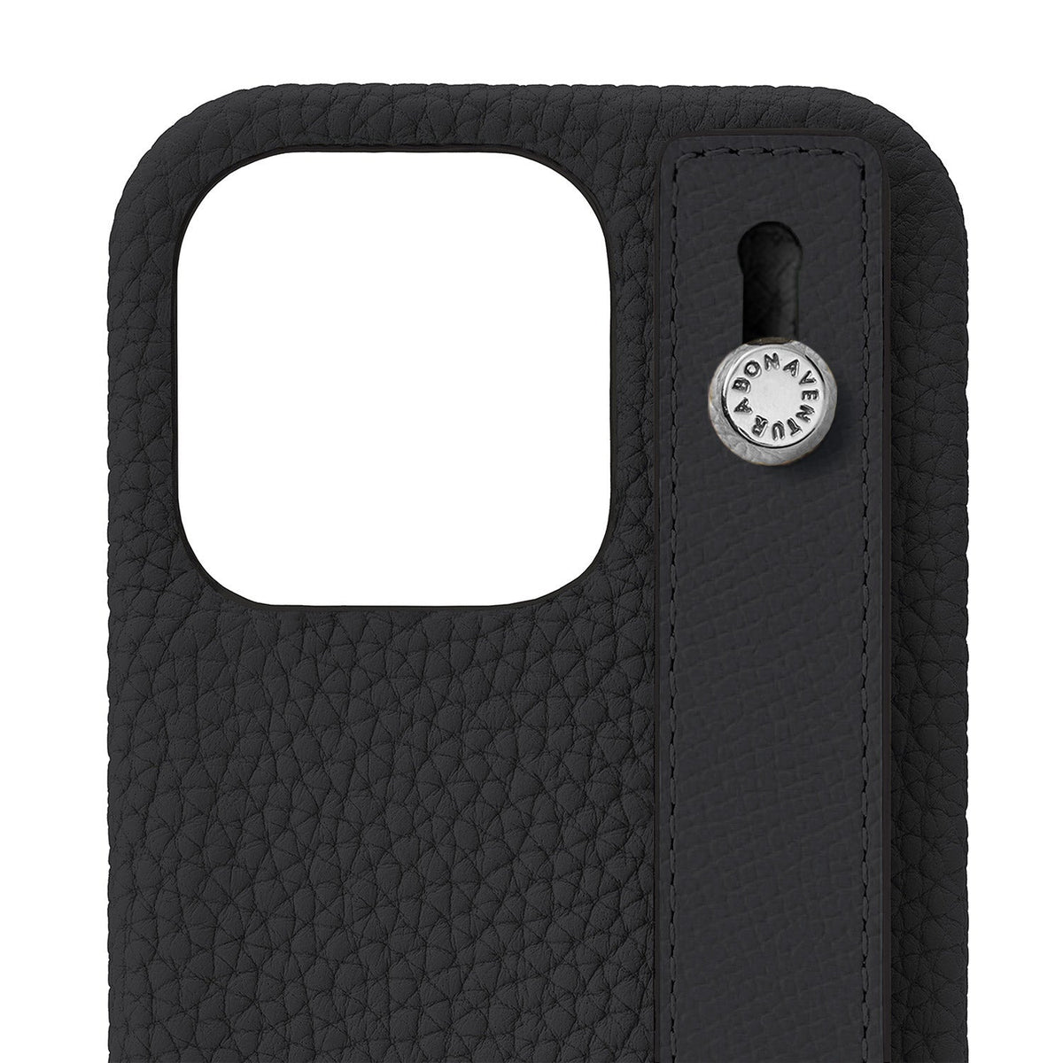 iPhone 14 Pro Back Cover Case with Handle Shrink Leather (Black - Silver)