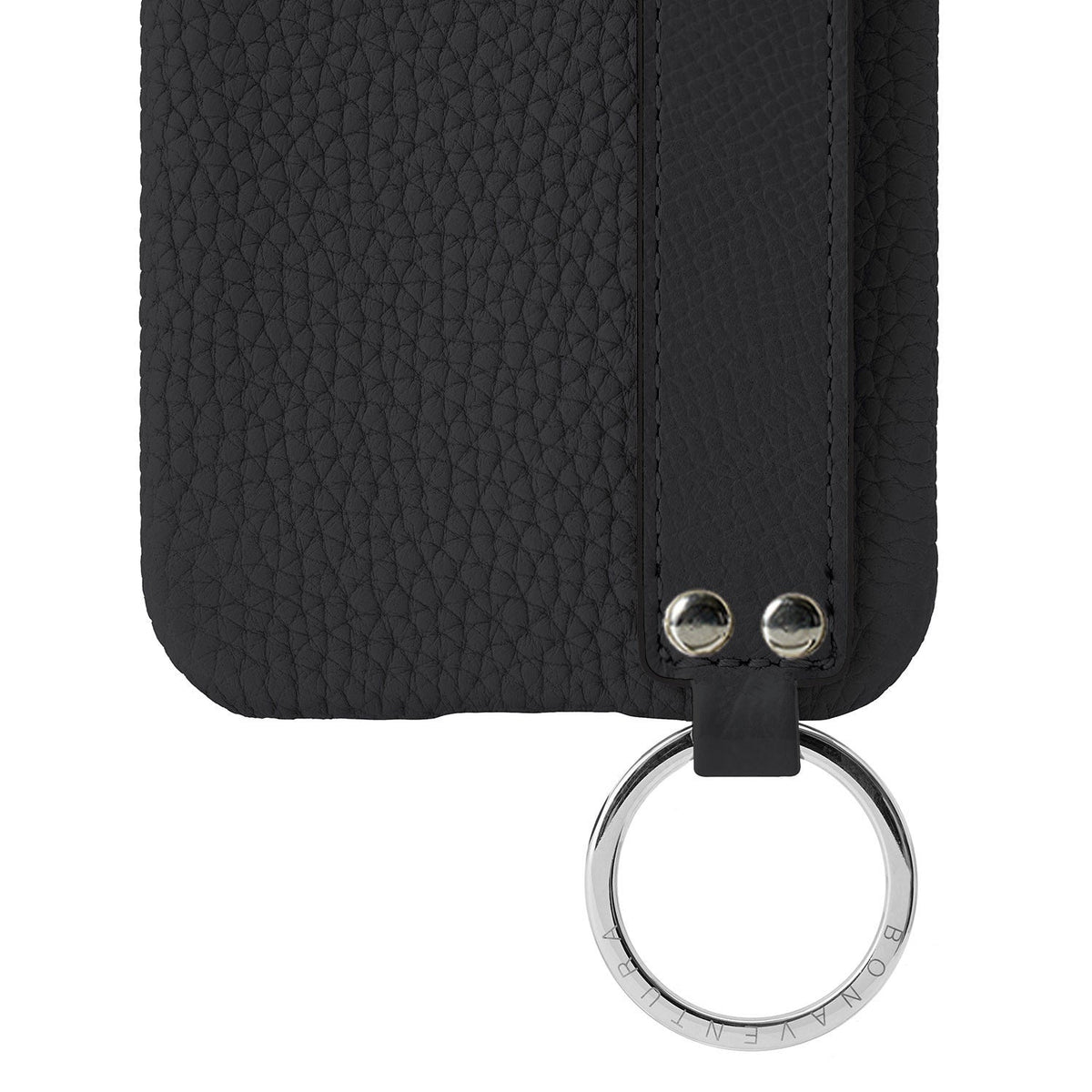 iPhone 14 Pro Back Cover Case with Handle Shrink Leather (Black - Silver)