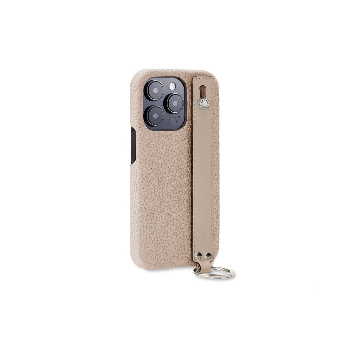 iPhone 14 Pro Back Cover Case with Handle Shrink Leather (Greige - Silver)