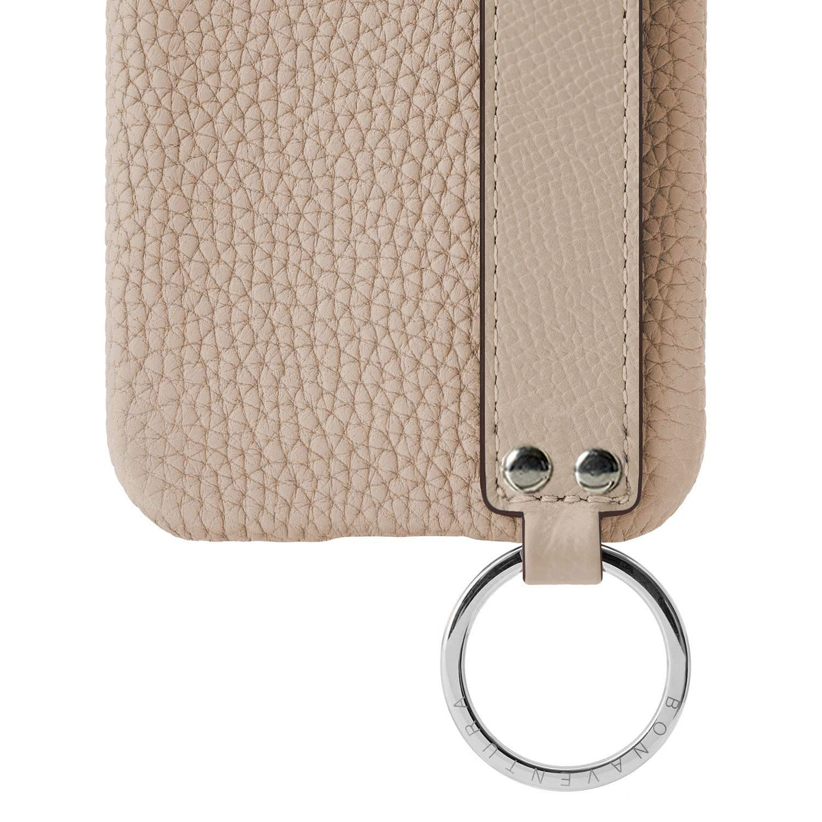 iPhone 14 Pro Back Cover Case with Handle Shrink Leather (Greige - Silver)