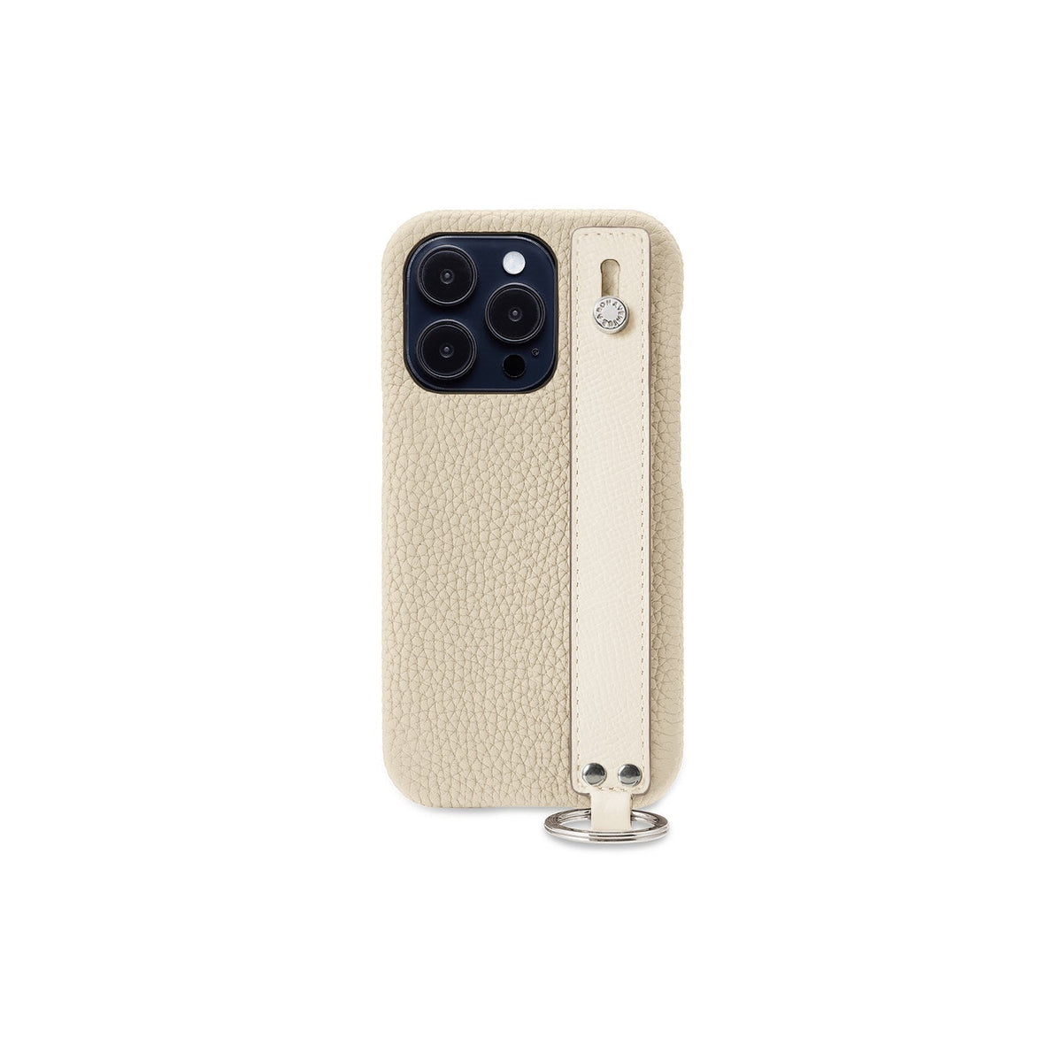 iPhone 14 Pro Back Cover Case with Handle Shrink Leather (Ivory × White (Etoupe edge paint) - Silver)