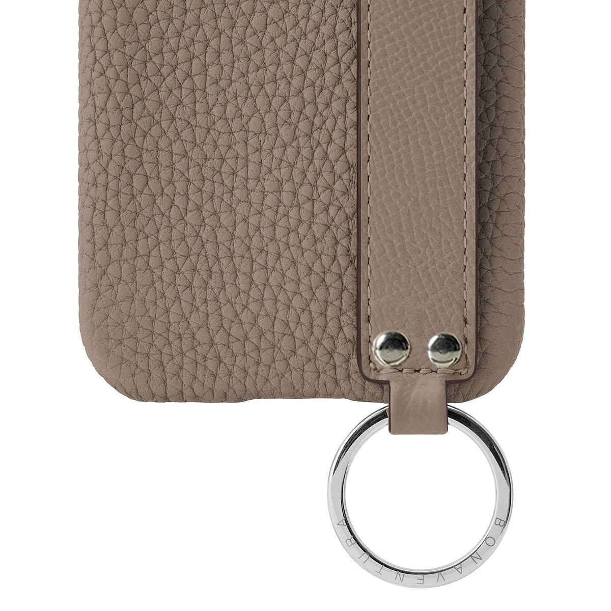 iPhone 14 Plus Back Cover Case with Handle Shrink Leather (Etoupe - Silver)