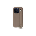 iPhone 14 Pro Max Back Cover Case with Handle Shrink Leather (Etoupe - Silver)