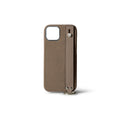 iPhone 15 Back Cover Case with Handle Shrink Leather (Etoupe - Silver)