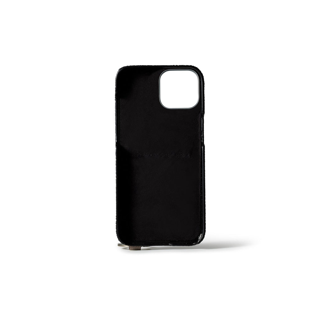iPhone 15 Back Cover Case with Handle Shrink Leather (Etoupe - Silver)