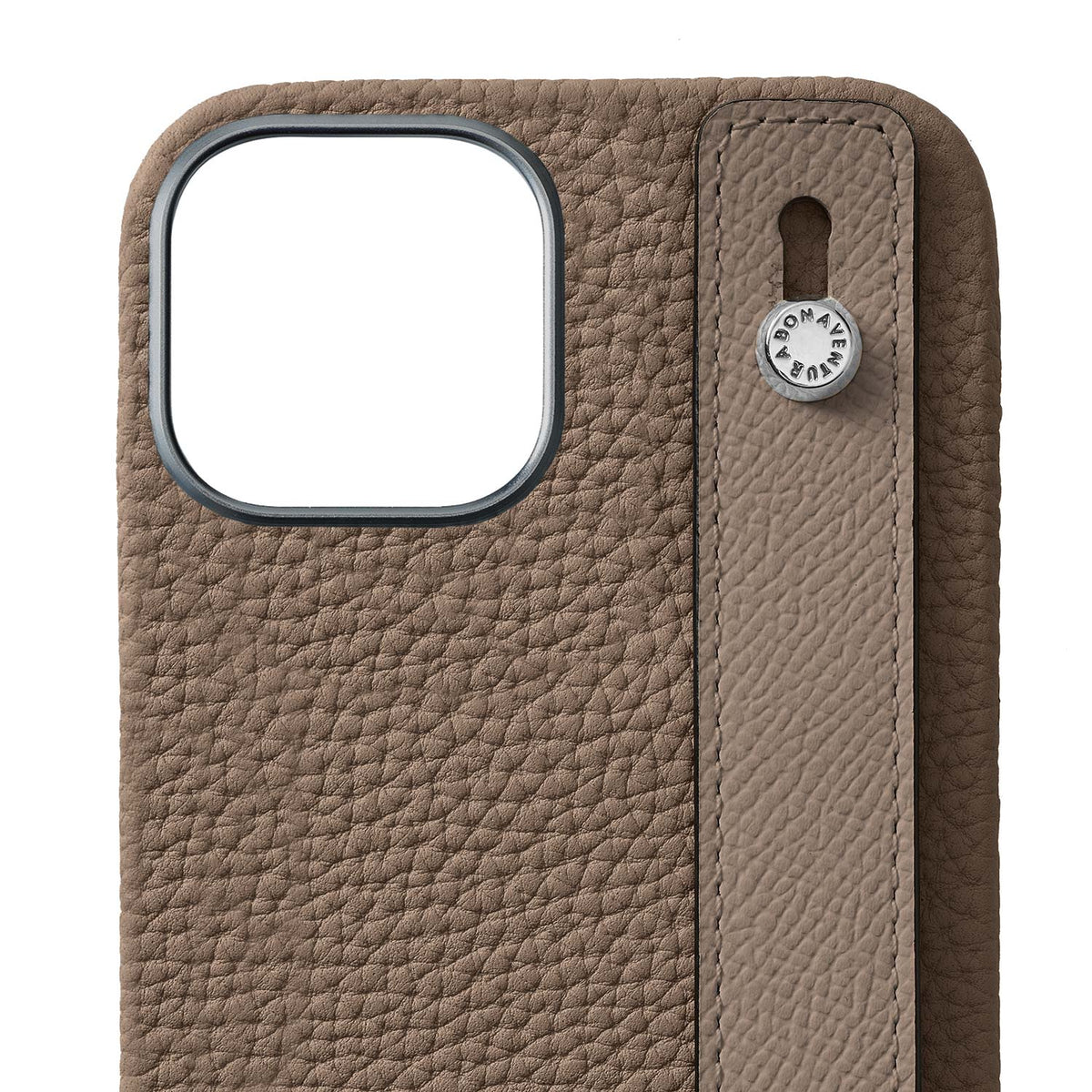 iPhone 15 Back Cover Case with Handle Shrink Leather (Etoupe - Silver)