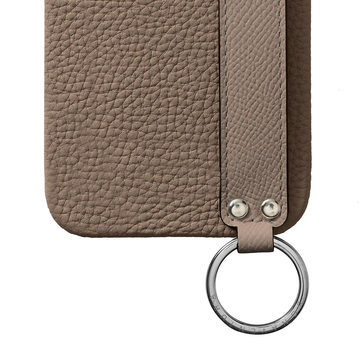 iPhone 15 Back Cover Case with Handle Shrink Leather (Etoupe - Silver)