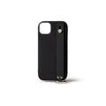 iPhone 15 Plus Back Cover Case with Handle Shrink Leather (Black - Silver)