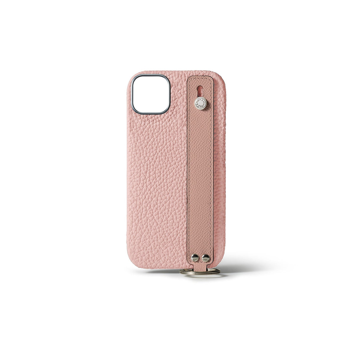 iPhone 15 Plus Back Cover Case with Handle Shrink Leather (Sakura Pink × Shell Pink - Silver)
