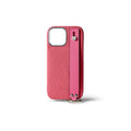 iPhone 15 Pro Max Back Cover Case with Handle Shrink Leather (Azalee Pink × Fuchsia Pink - Silver)