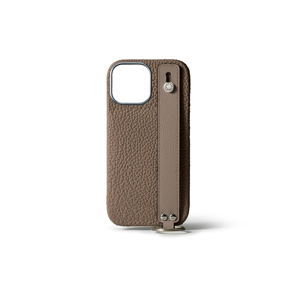 iPhone 15 Pro Max Back Cover Case with Handle Shrink Leather (Etoupe - Silver)