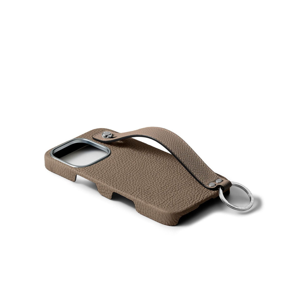 iPhone 16 Pro Back Cover Case with Handle Shrink Leather (Etoupe - Silver)