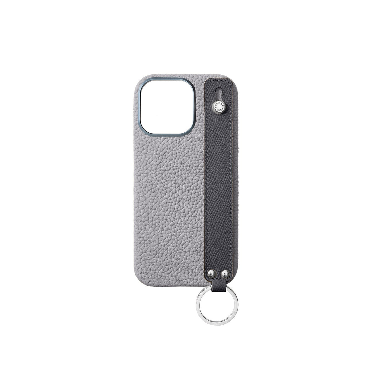 iPhone 16 Pro Back Cover Case with Handle Shrink Leather (True Gray × Charcoal Gray - Silver)