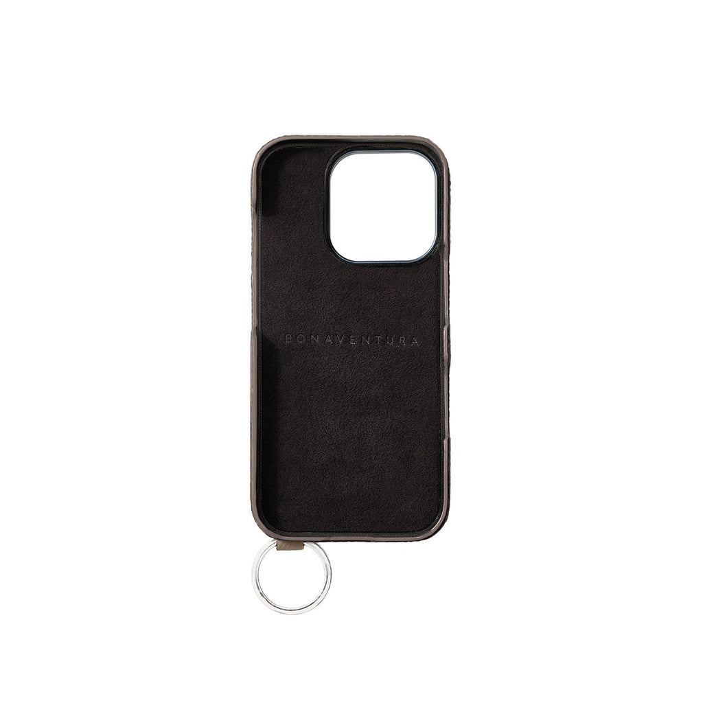 iPhone 16 Pro Back Cover Case with Handle Shrink Leather (Mare Blue × Greige (Etoupe edge paint) - Silver)