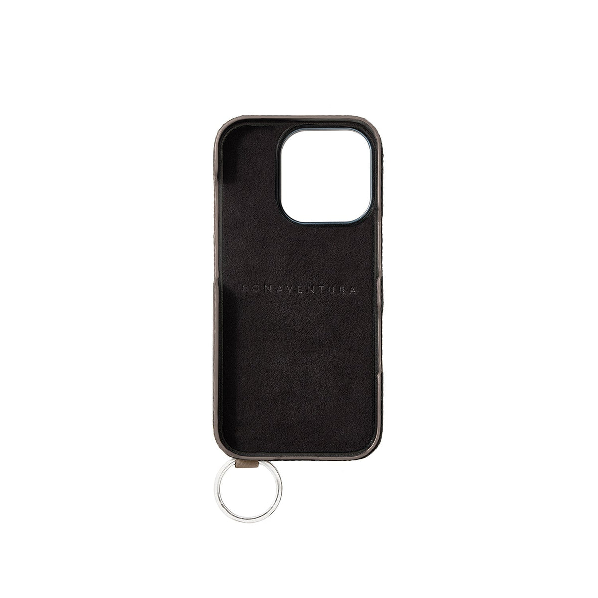 iPhone 16 Pro Back Cover Case with Handle Shrink Leather (Mare Blue × Greige (Etoupe edge paint) - Silver)