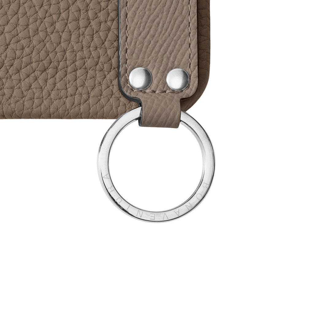 iPhone 16 Plus Back Cover Case with Handle Shrink Leather (Etoupe - Silver)