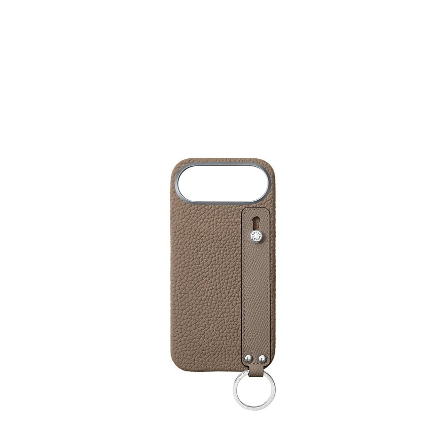 iPhone Air Back Cover Case with Handle Shrink Leather (Etoupe - Silver)