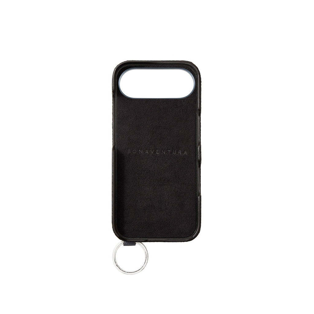 iPhone Air Back Cover Case with Handle Shrink Leather (Orange × Charcoal Gray - Silver)