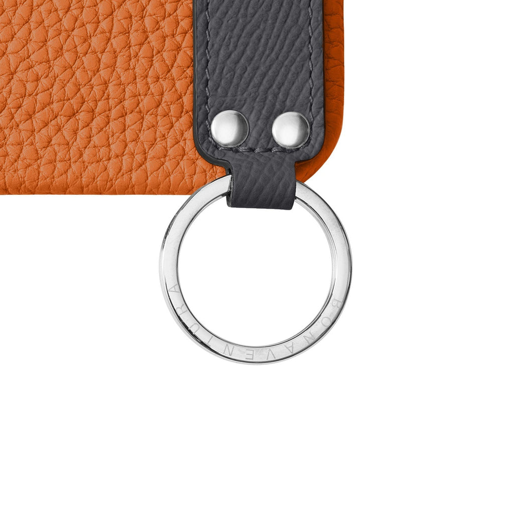 iPhone Air Back Cover Case with Handle Shrink Leather (Orange × Charcoal Gray - Silver)