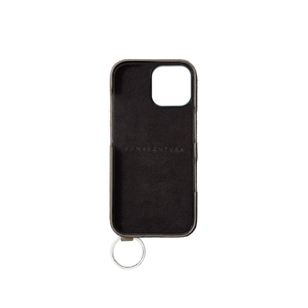 iPhone 17 Back Cover Case with Handle Shrink Leather (Mare Blue × Greige (Etoupe edge paint) - Silver)