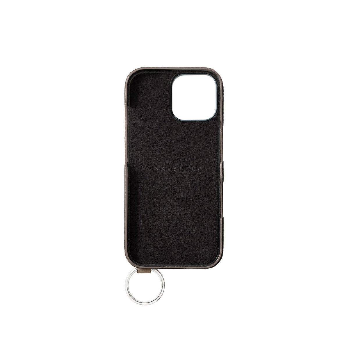 iPhone 17 Back Cover Case with Handle Shrink Leather (Mare Blue × Greige (Etoupe edge paint) - Silver)