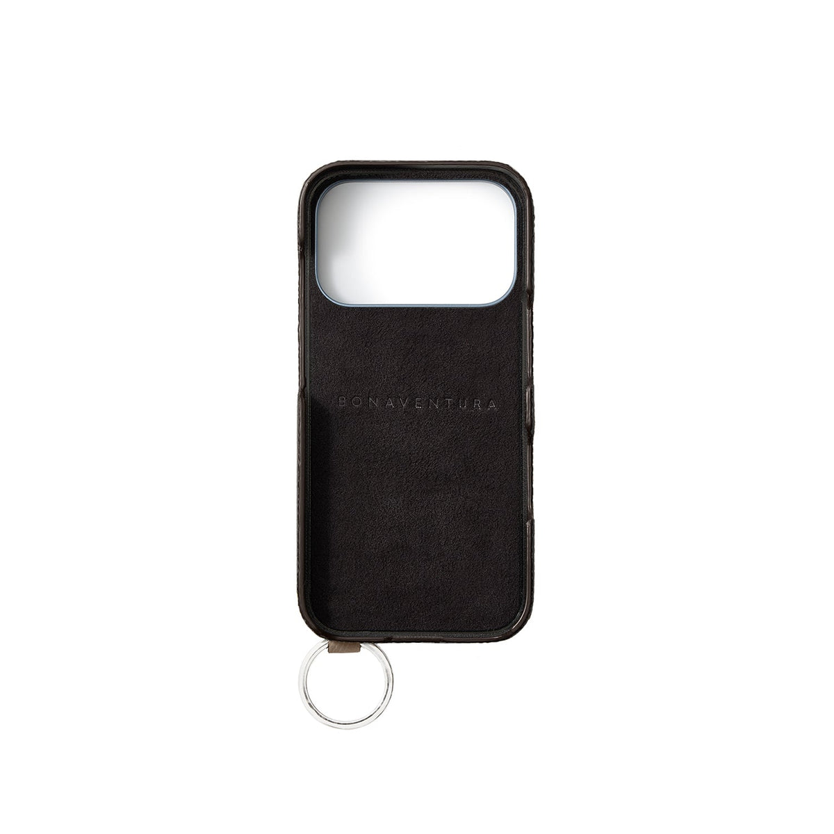 iPhone 17 Pro Back Cover Case with Handle Shrink Leather (Terracotta Orange × Greige - Silver)