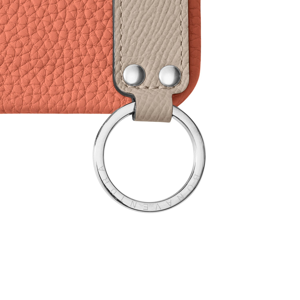 iPhone 17 Pro Back Cover Case with Handle Shrink Leather (Terracotta Orange × Greige - Silver)